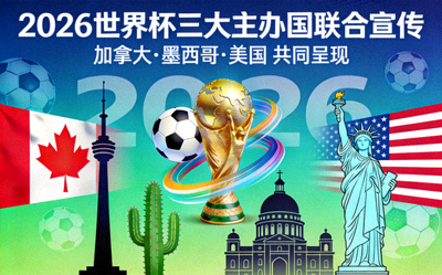2026世界杯三大主办国联合宣传海报